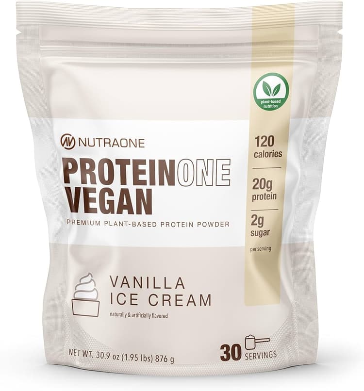 Nutraone Protein One Vegan Vanilla Ice Cream Premium Plant-Based Protein Powder