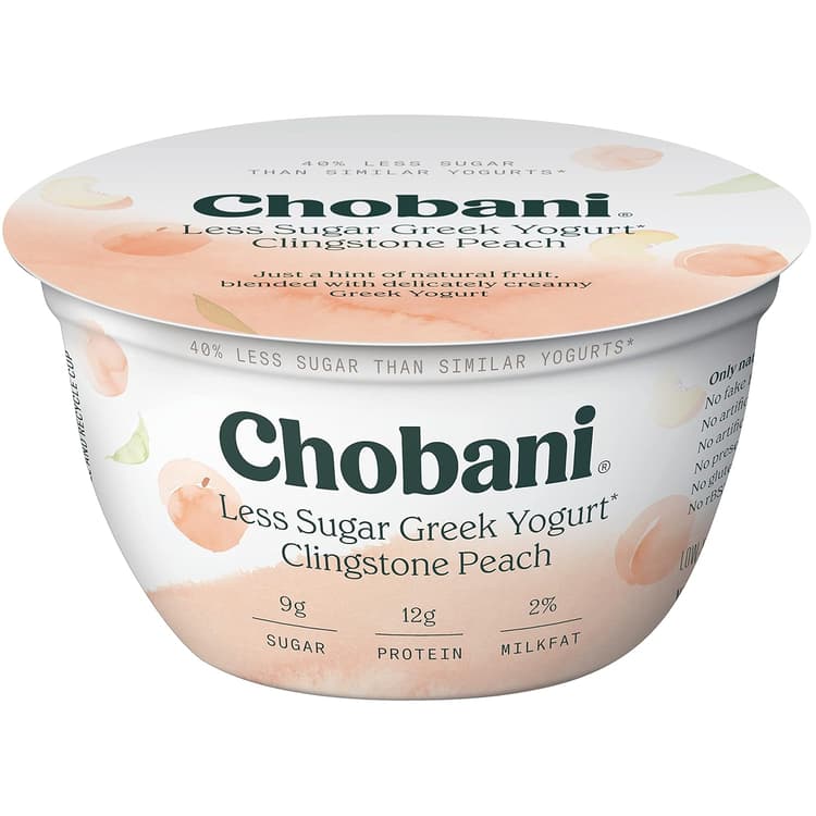 Chobani Less Sugar Greek Yogurt Clingstone Peach