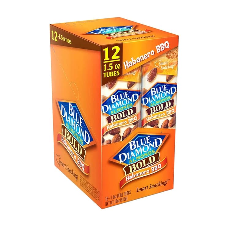 Blue Diamond Almonds Bold Habanero Bbq Flavored 12- Tubes