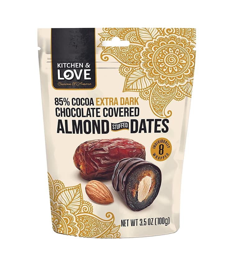 Kitchen & Love Cucina Et Amore 85% Cocoa Extra Dark Chocolate Covered Almond Stuffed Dates