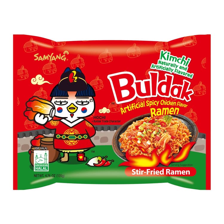 Samyang Kimchi Buldak Stir-Fried Ramen Artificial Spicy Chicken Flavor
