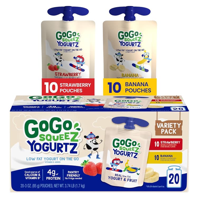 Gogo Squeez Yogurtz Variety Pack: Strawberry And Strawberry Banana 20 Pouches