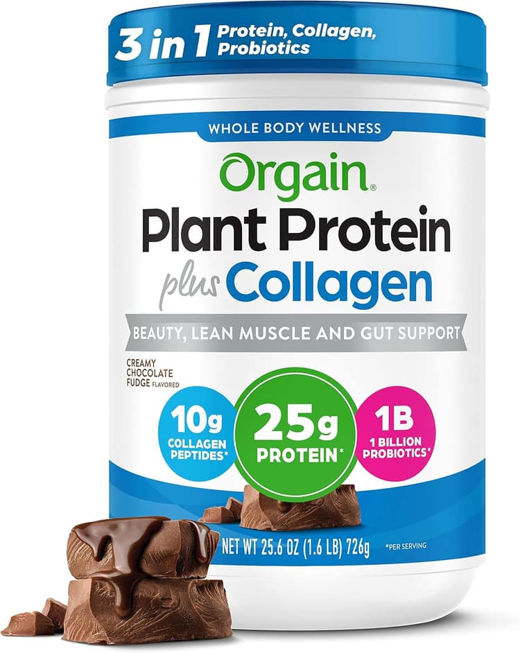 Whole Body Wellness Orgain Plant Protein Plus Collagen Creamy Chocolate Fudge Flavored