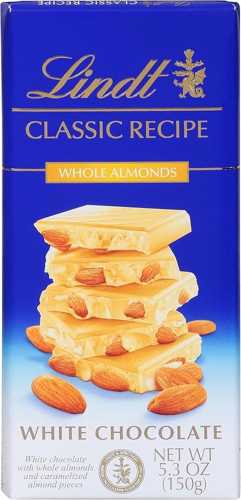 Lindt Classic Recipe Whole Almonds White Chocolate Bar