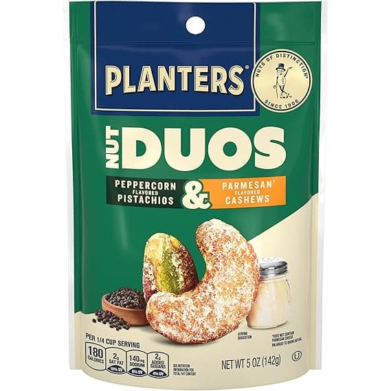 Planters Nut Duos Peppercorn Flavored Pistachios & Parmesan Flavored Cashews