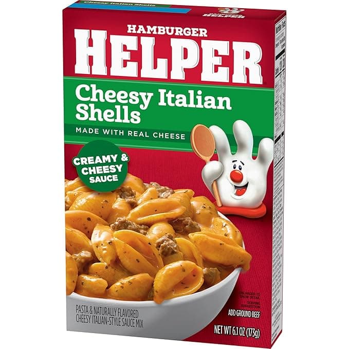 Hamburger Helper Cheesy Italian Shells Pastsa & Naturally Flavored Cheesy Italian-Style Sauce Mix