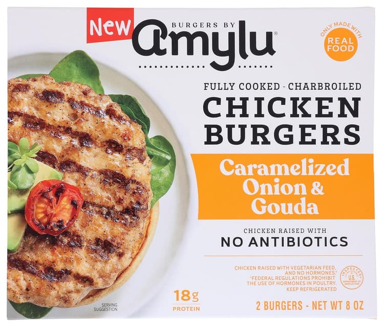 Amylu Caramelized Onion & Gouda Chicken Burgers