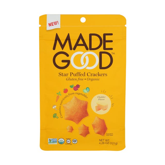 Is it Soy Free? Made Good Organic Star Puffed Crackers Cheddar Flavor Gluten Free