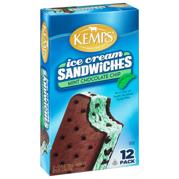 Kemps Ice Cream Sandwiches Mint Chocolate Chip