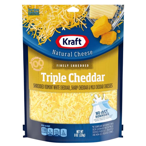 Kraft Natural Cheese Finely Shredded Triple Cheddar