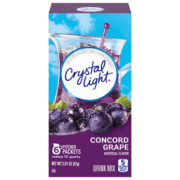 Crystal Light Pitcher Packets Concord Grape Drink Mix Makes