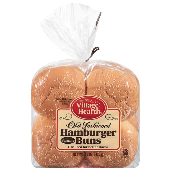 Village Hearth Old Fashioned Hamburger Sesame Buns