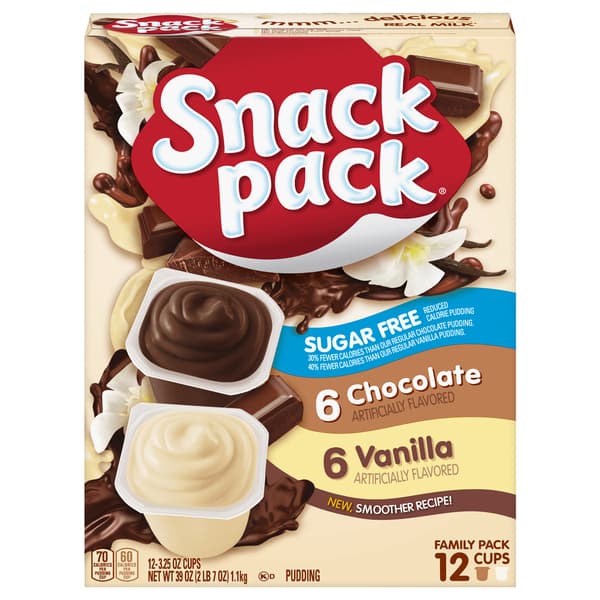 Snack Pack Sugar Free Pudding Vanilla & Chocolate Family