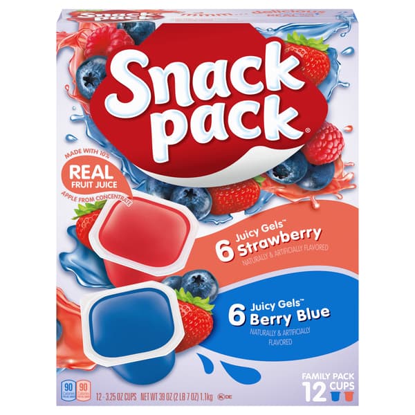 Snack Pack Juicy Gels Strawberry & Berry Blue Family