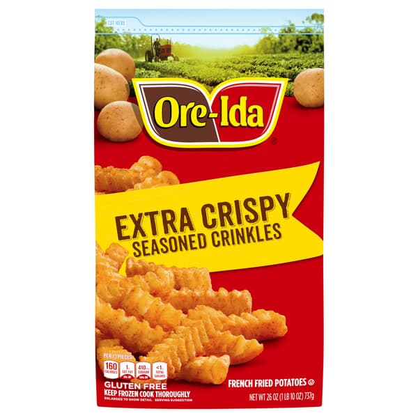 Ore-ida Extra Crispy Seasoned Crinkles French Fries Fried Potatoes Bag