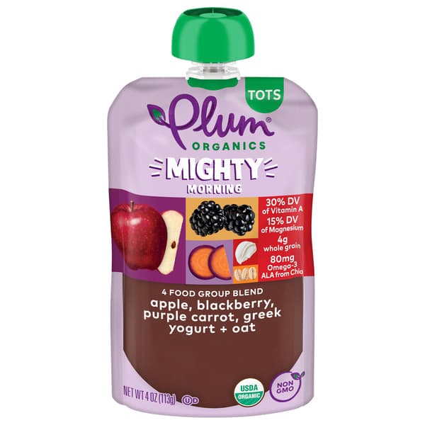 Plum Organics Mighty 4 Apple Blackberry Purple Carrot Greek Yogurt Oat