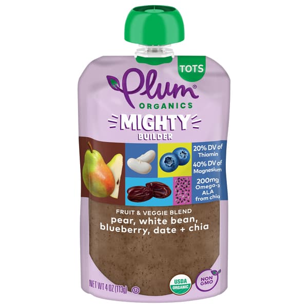 Plum Organics Mighty Protein & Fiber Pear White Bean Blueberry Dates & Chia