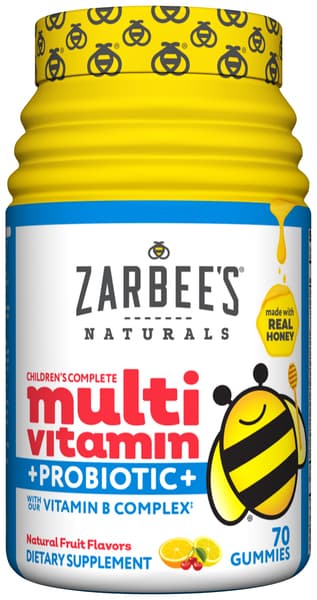 Zarbee'S Naturals Children'S Complete Multivitamin+Probiotic Gummies, Natural Fruit Flavors