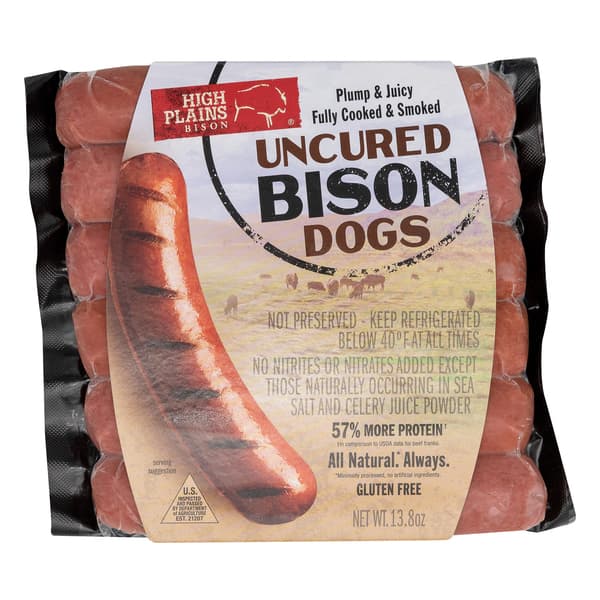 High Plains Bison Dogs Uncured Fully Cooked & Smoked All Natural