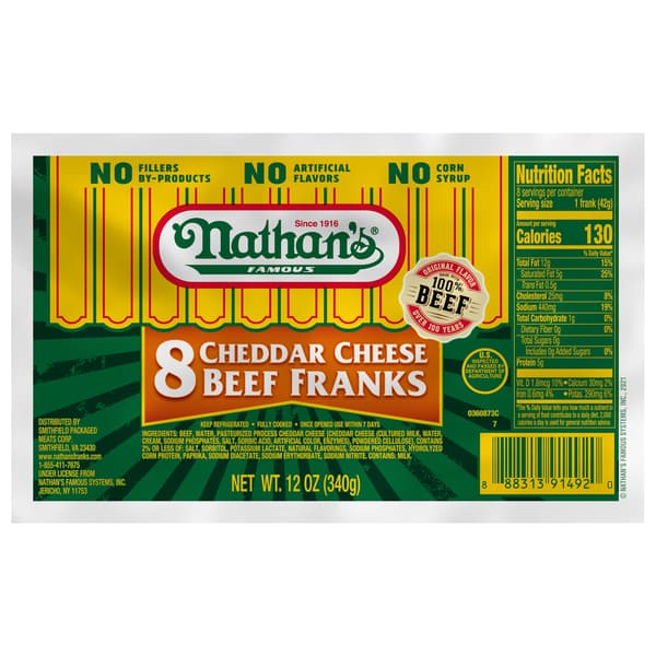 Nathan'S Cheddar Cheese Beef Franks