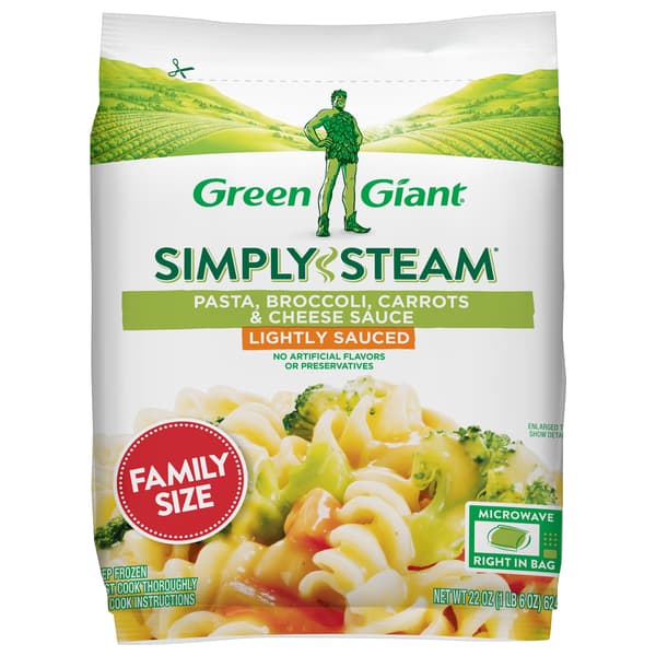 Green Giant Simply Steam Lightly Sauced Pasta, Broccoli, Carrots & Cheese Sauce