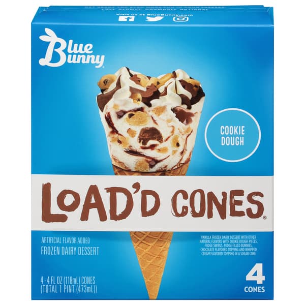 Blue Bunny Load'D Cones Cookie Dough