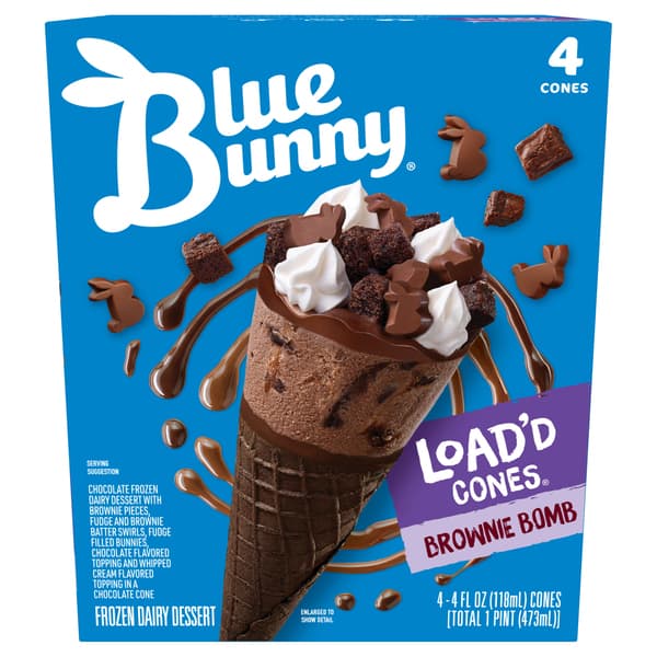 Blue Bunny Load'D Cones Brownie Bomb