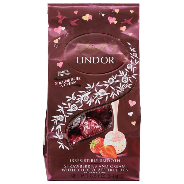 Lindt Lindor Valentine Strawberries And Cream White Chocolate Truffles