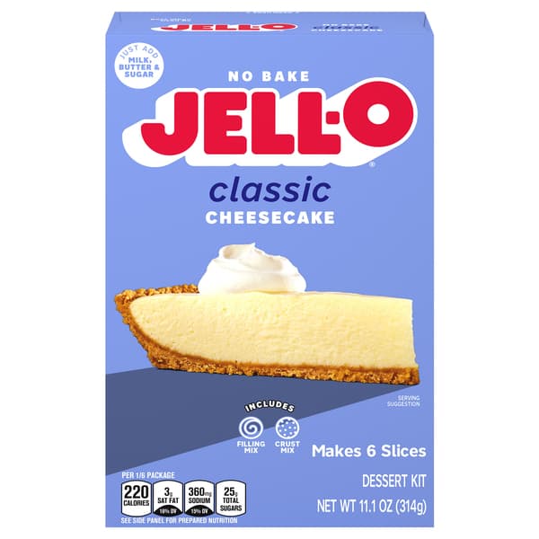 Jell-o No Bake Classic Cheesecake Dessert Kit With Filling Mix And Crust Mix Box