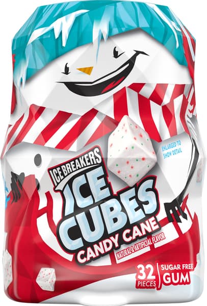 Ice Breakers Ice Cubes Candy Cane Sugar Free Gum Snowman
