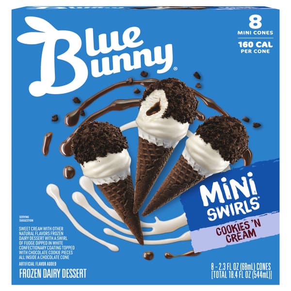 Blue Bunny Mini Swirls Cookies And Cream Cones  Dessert For Summer