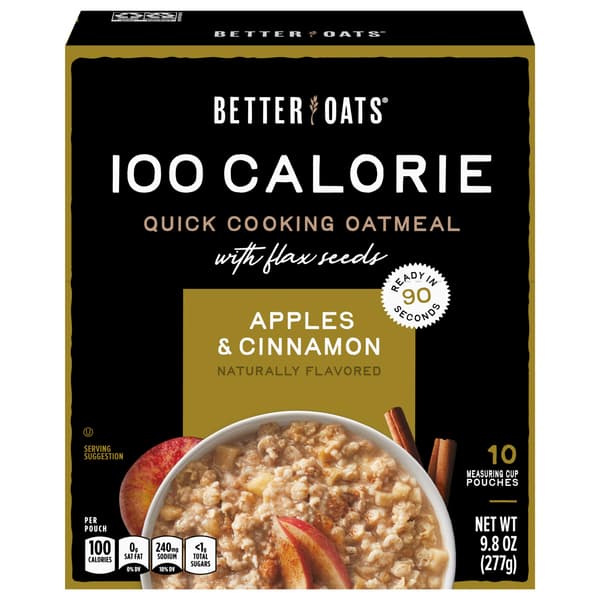 Better Oats 100 Calories Apples & Cinnamon Instant Oatmeal With Flax Seeds