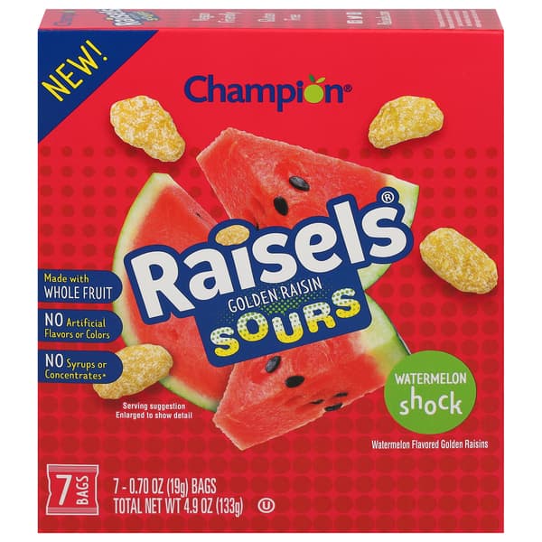 Raisels Golden Raisen Sours Watermelon Shock