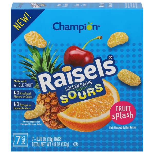 Champion Raisels Sours Fruit Splash Golden Raisin
