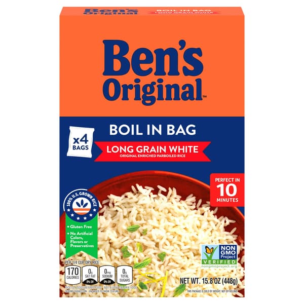 Ben'S Original Boil In Bag Parboiled Long Grain White Dry Rice Box Multipack