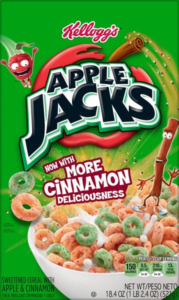 Kellogg'S Apple Jacks Sweetened Cereal With Apple & Cinnamon