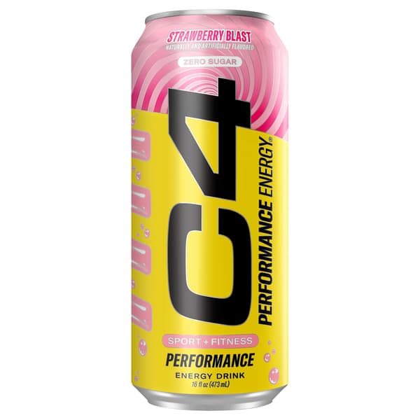C4 Energy Starburst Energy Drink, Zero Sugar Strawberry Flavor