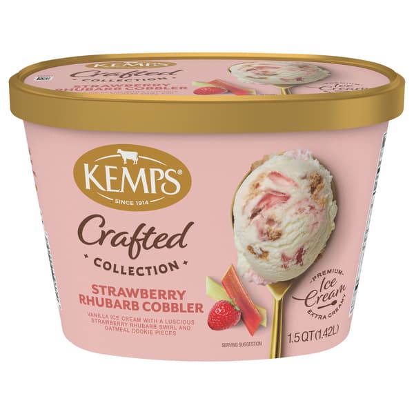 Kemps Simply Crafted Premium Ice Cream Strawberry Rhubarb Cobbler