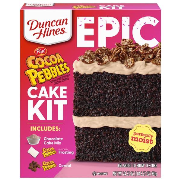 Duncan Hines Epic Cocoa Pebbles Chocolate Flavored Cake Kit
