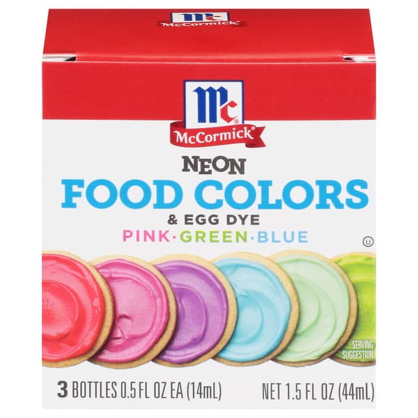 Mccormick Neon Food Colors & Egg Dye Pink - Green - Blue