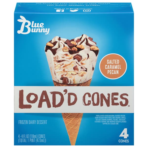 Blue Bunny Load'D Cones Salted Caramel Pecan