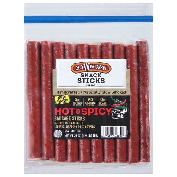 Old Wisconsin Snack Sticks Hot & Spicy Sausage