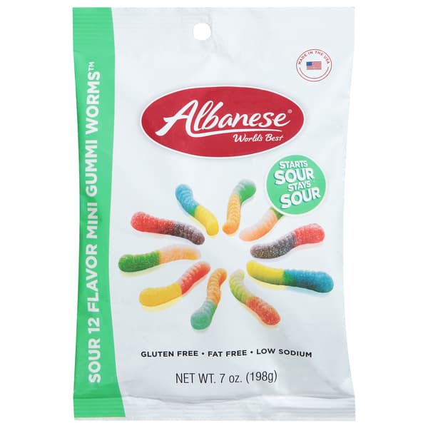 Albanese World'S Best Sour 12 Flavor Mini Gummi Worms