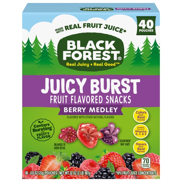 Black Forest, Juicy Burst - Fruit Flavored Snacks, Berry Medley