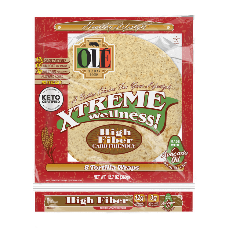 Ole Xtreme Wellness! Tortilla Wraps Flour High Fiber Low Carb Bag