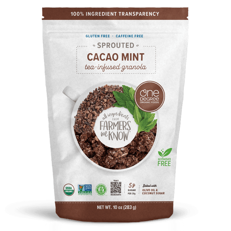 One Degree Organic Foods Sprouted Cacao Mint Tea-Infused Granola