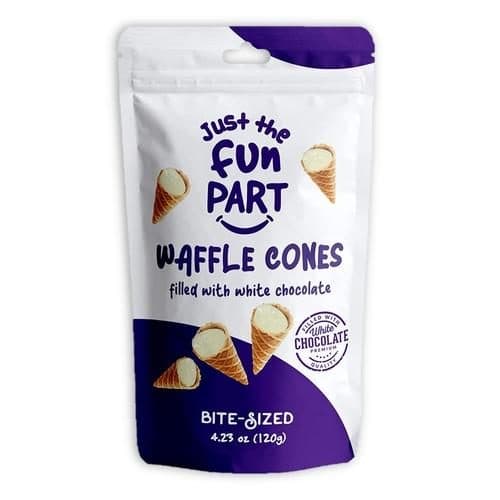 Just The Fun Part Waffle Cones Filled With White Chocolate