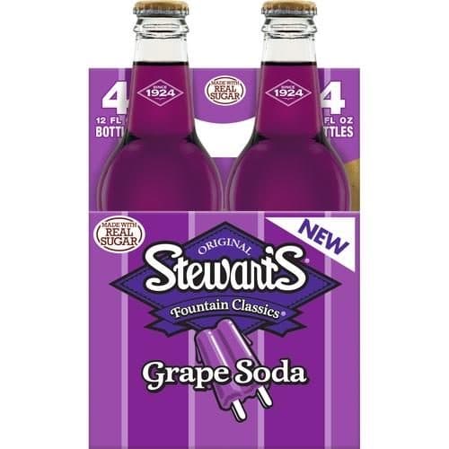 Stewart'S Grape Soda Made With Sugar, Oz Glass Bottles