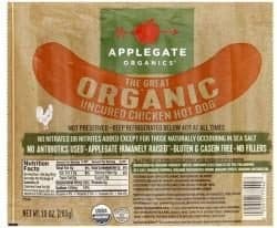 Applegate The Great Organic Uncured Chicken Hot Dog