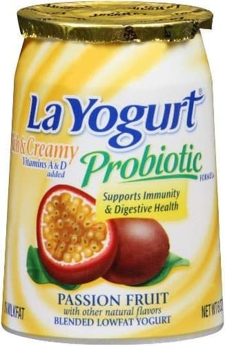 La Yogurt Rich & Creamy Lowfat Probiotic Formula Passion Fruit Blended Yogurt